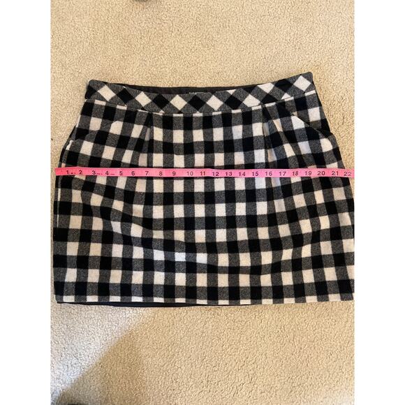 Club Monaco Black & White Checkered Plaid Mini Skirt Cashmere Wool Size XL 14 - Picture 10 of 10